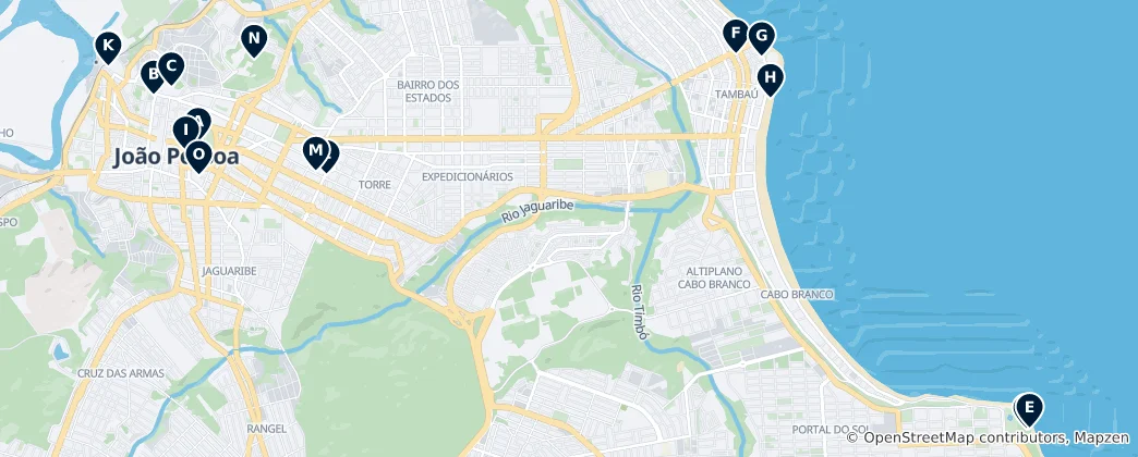 Map of João Pessoa's Essential Highlights