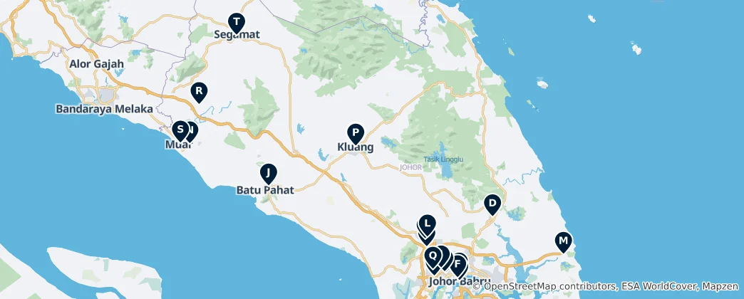 Térkép: Johor Bahru Shopping and Dining