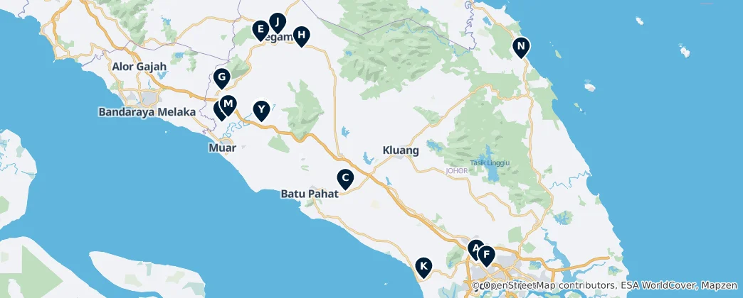 Térkép: Johor's Educational Institutions