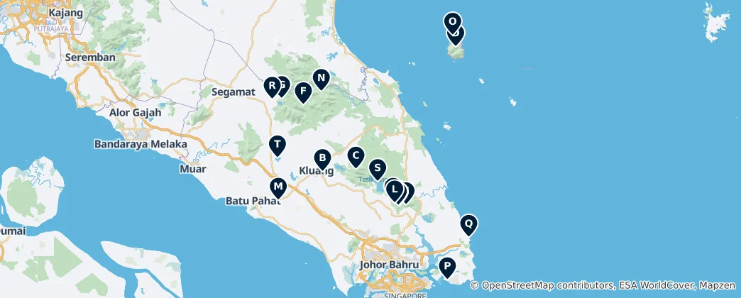 Térkép: Johor's Natural Wonders
