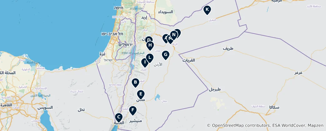 Mapa Jordanian Castles & Fortifications