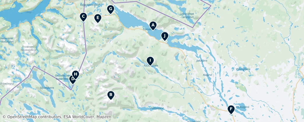 Mappa di Lakes and Glaciers of Lapland