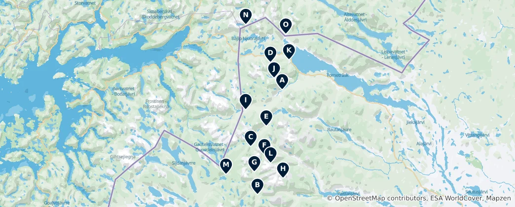 Mappa di Wilderness & Mountain Huts