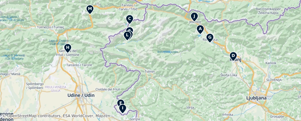 Map of Castles and Forts of the Julian Alps