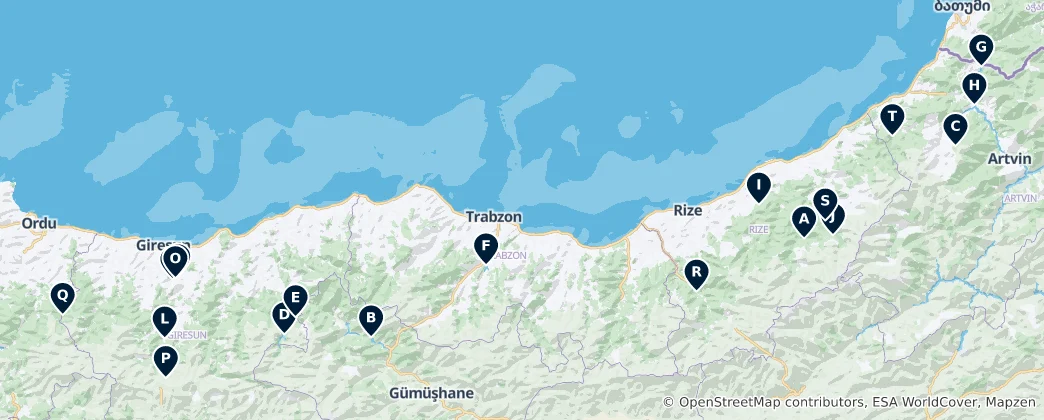 Mapa Water Wonders of Turkey