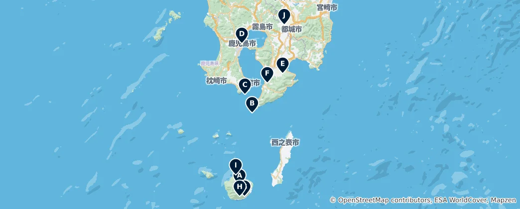 Mapa Hidden Gems of Southern Kyushu