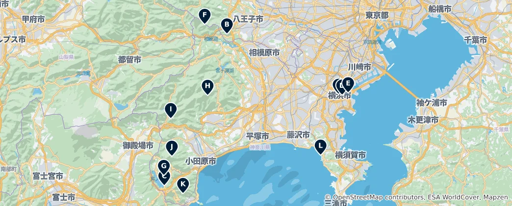 Mappa di Best Views in Kanagawa