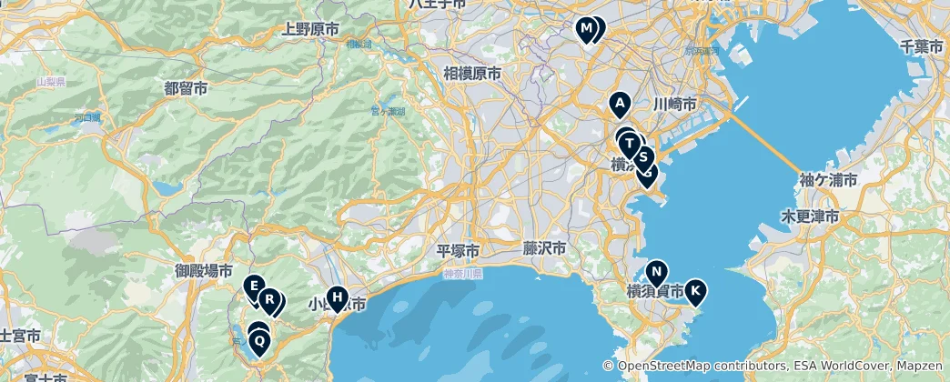 Mapa Top Museums in Kanagawa