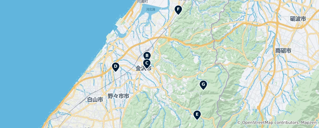 Map of Kanazawa Parks and Gardens