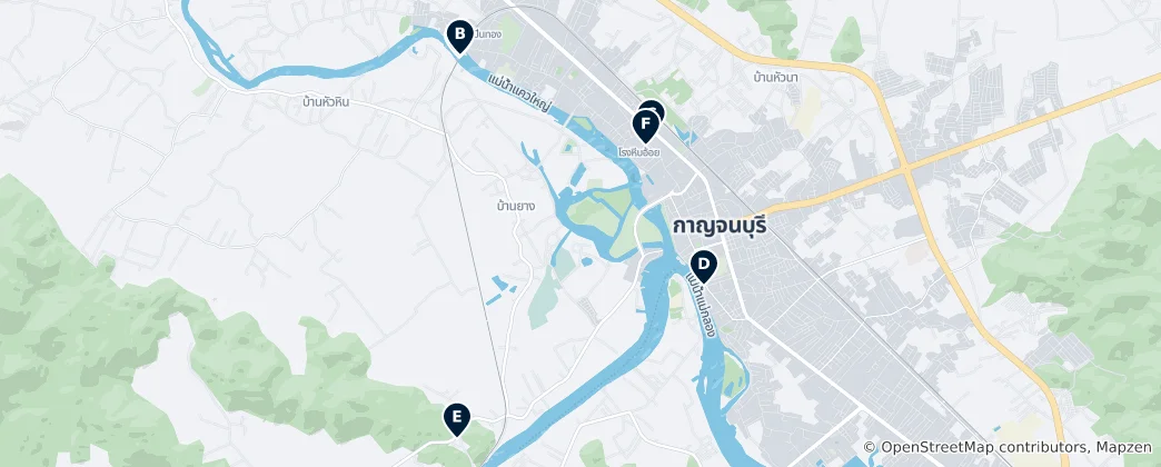 Mappa di Kanchanaburi's Essential Historical and Spiritual Journey