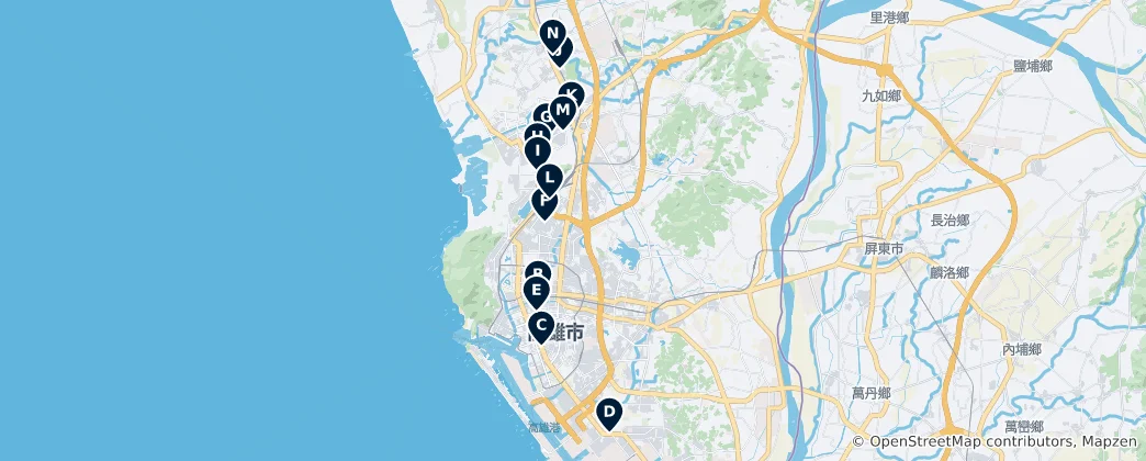 Carte de Kaohsiung Metro Highlights