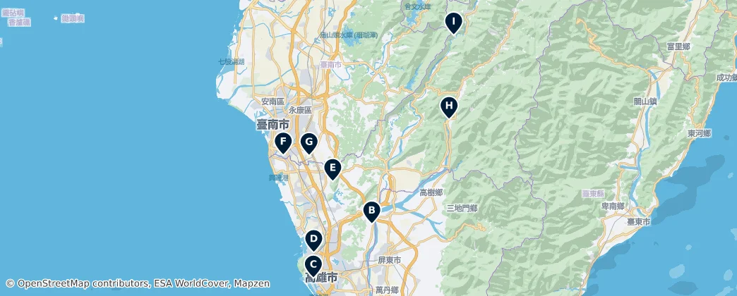 Map of Spiritual Sites of Taiwan