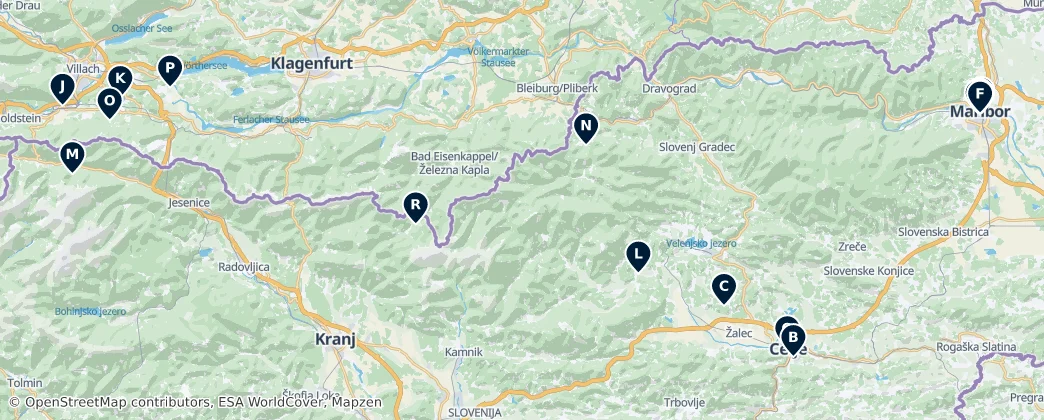 Karavanks and Pohorje Must-Sees — Map