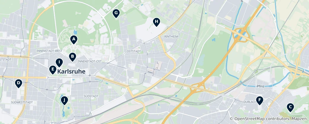 Kaart van Karlsruhe Heritage Highlights