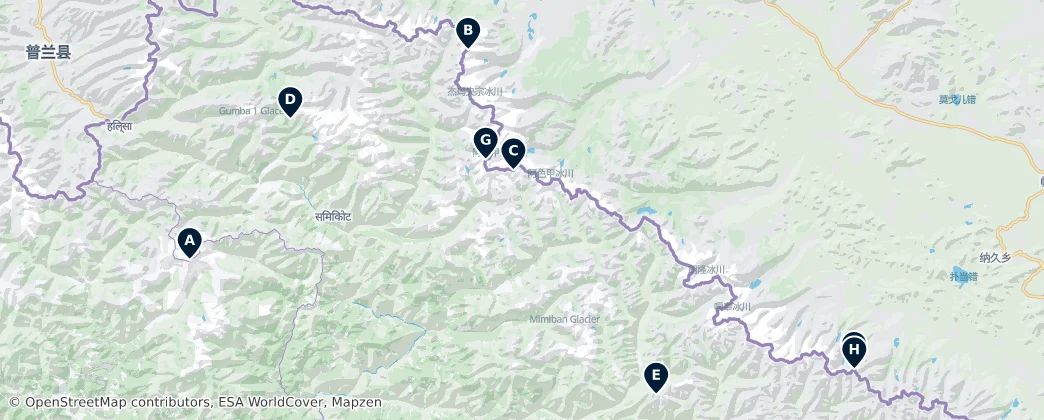 Himalayan Peaks and Glaciers — Karte