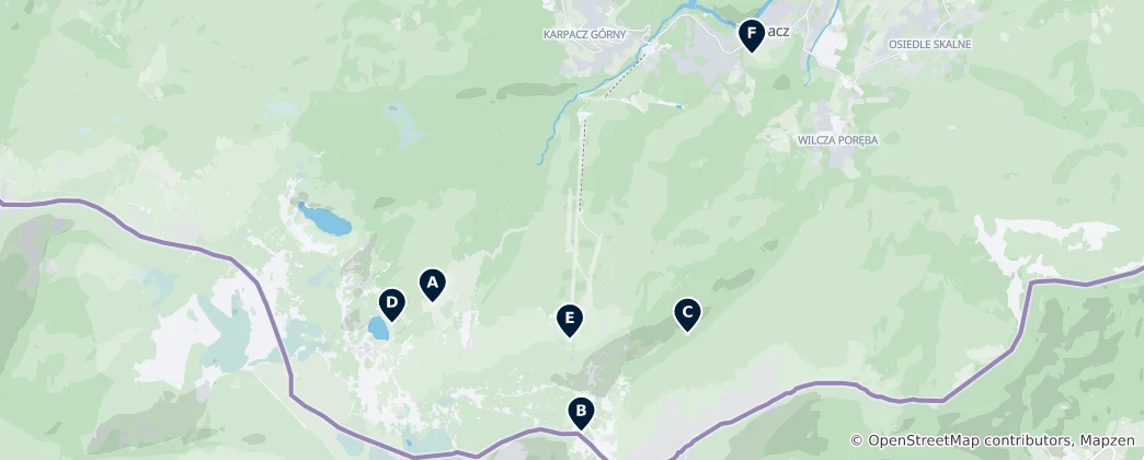 Map of Karkonosze Mountain Attractions