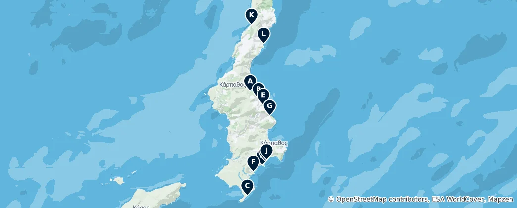 Karte von Best Beaches in Karpathos
