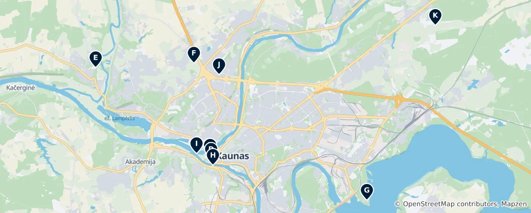 Map of Kaunas District Municipality: Essential Landmarks