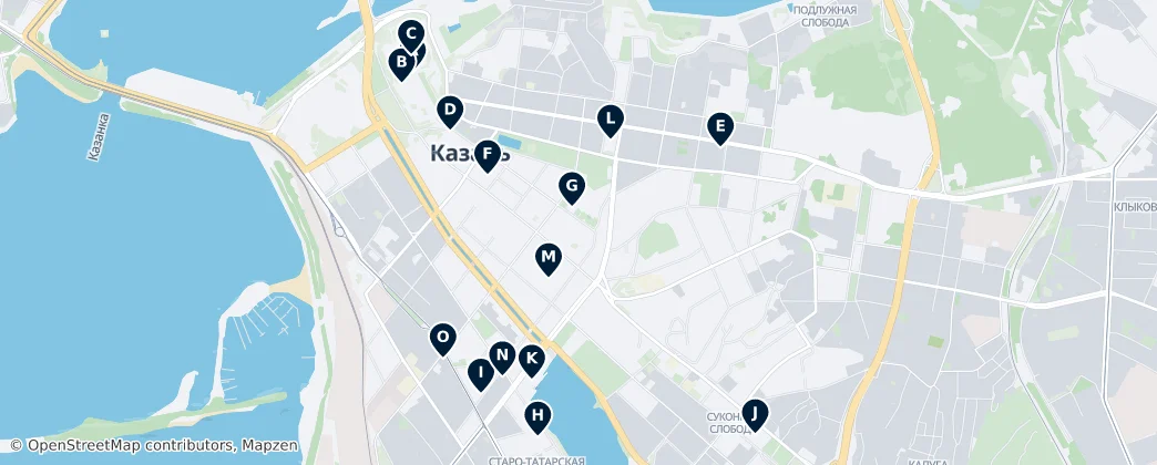 Karte von Kulturelle Wahrzeichen von Kasan