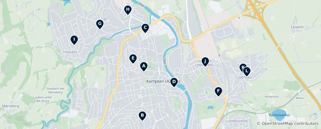 Map of Historic Churches in Kempten