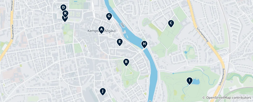 Mapa Kempten (Allgäu) Essentials