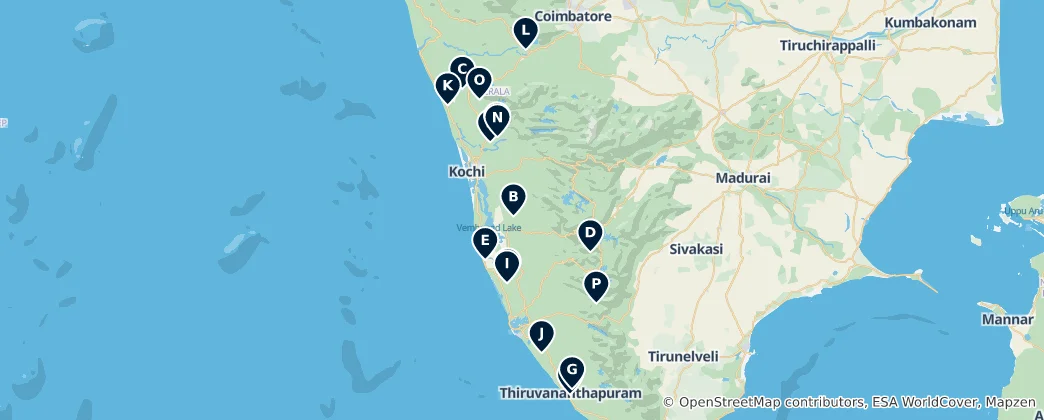 Map of Kerala's Sacred Temples
