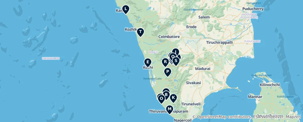 Map of Kerala's Scenic Viewpoints