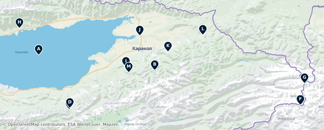 Mapa Issyk-Kul Region: Essential Wonders
