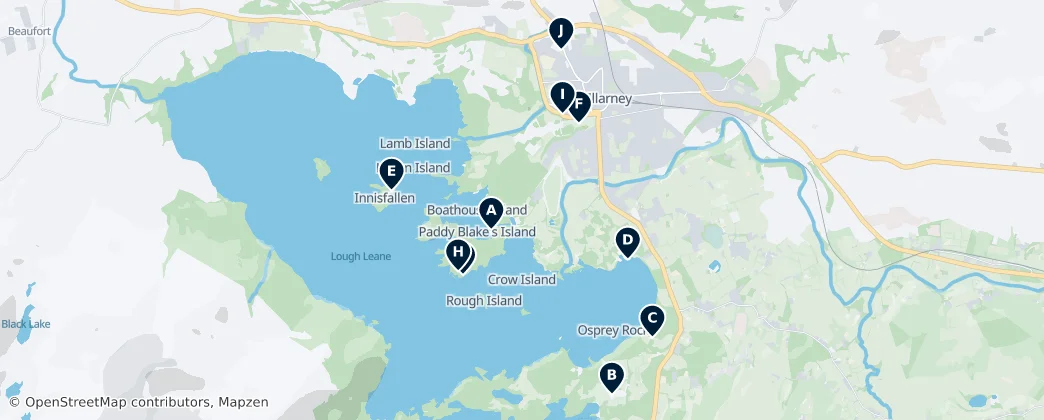 Map of Historic Sites of Killarney