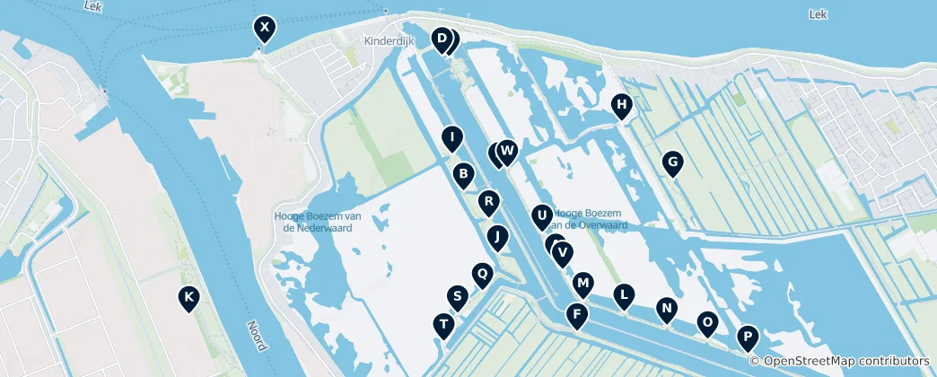 Mapa Kinderdijk's Essential Windmills and Waterways