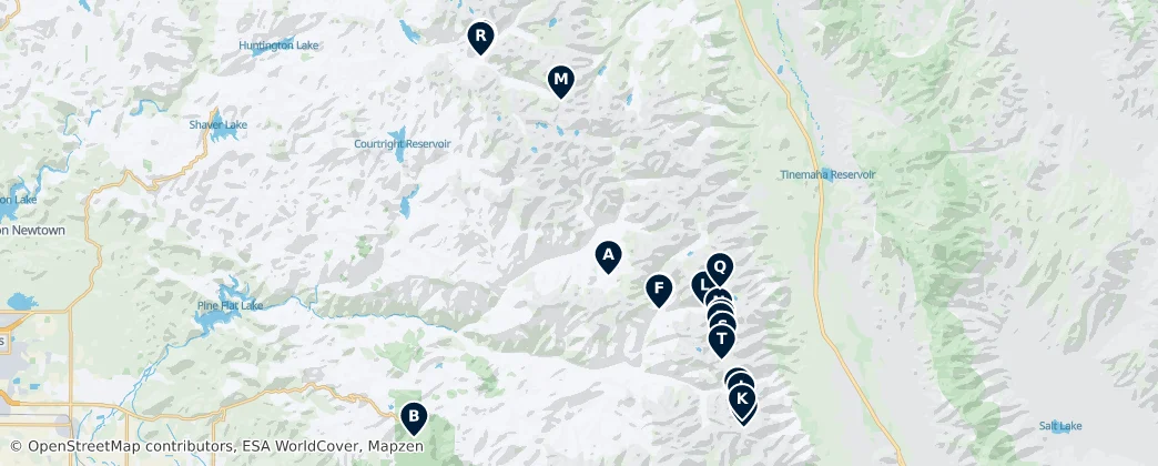 Mapa Kings Canyon Camping Guide