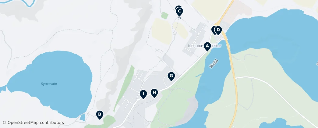 Kirkjubæjarklaustur Unmissables – Mapa