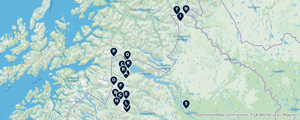 Map of Wilderness Huts and Shelters