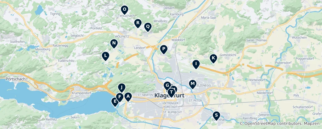 Karte von Klagenfurt am Wörthersee Essentials