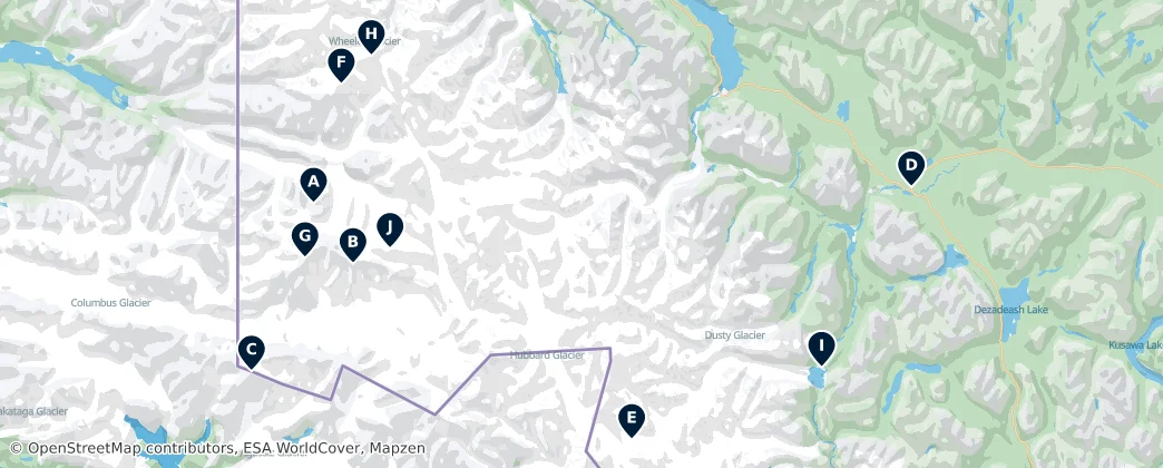 Kaart van Kluane National Park and Reserve Essentials