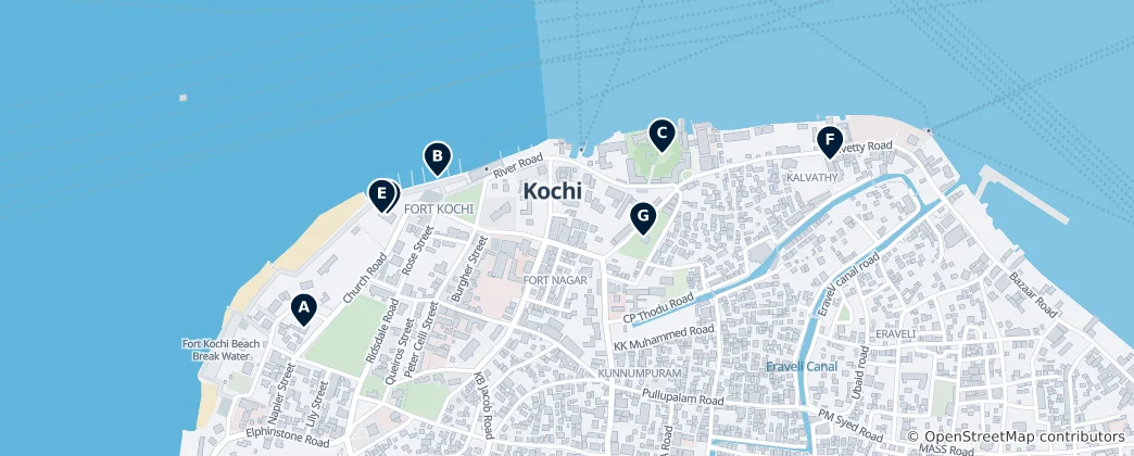 Map of Kochi's Best Arts & Heritage