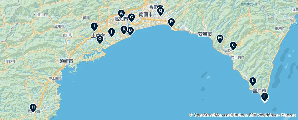 Mapa Kochi Prefecture's Absolute Essentials