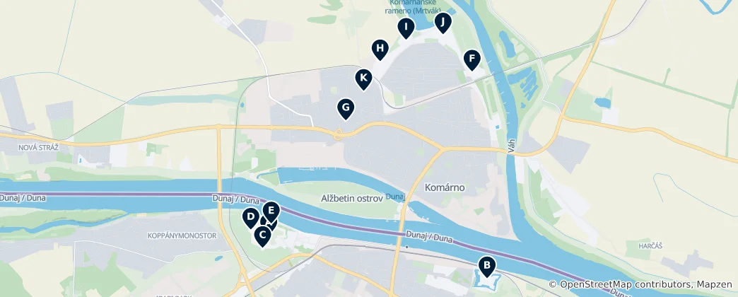 Map of Komárno Fortification System
