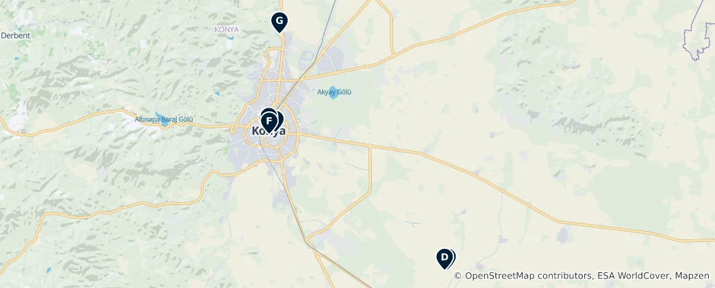 Mapa Cultural Highlights of Konya