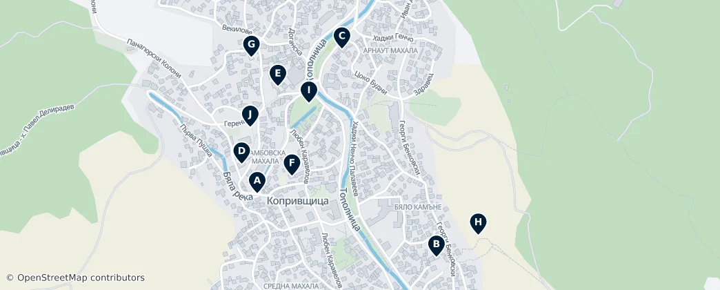 Map of Highlights of Koprivshtitsa