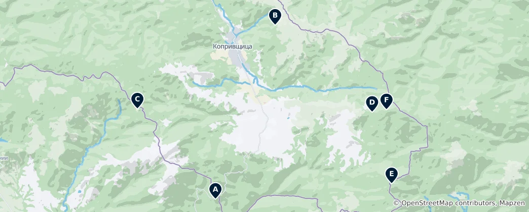 Mapa Sredna Gora Mountain Gems