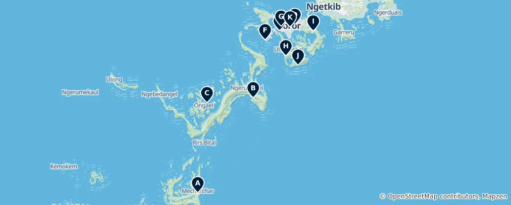 Mapa Koror Must-Sees