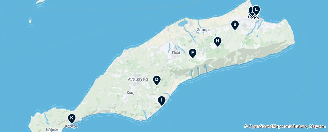 Mapa Starověké ruiny Kósu