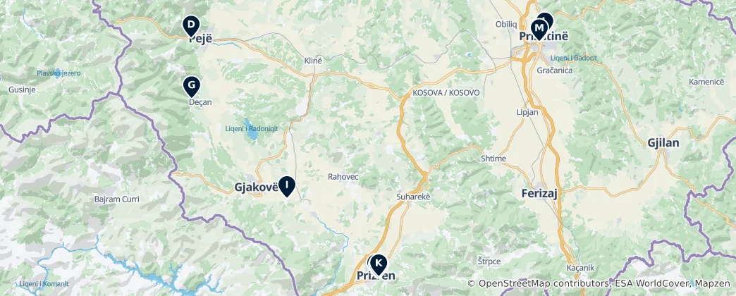 Mapa Kosovo's Essential Landmarks