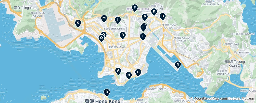 Karte von Hongkong Parks und Gärten