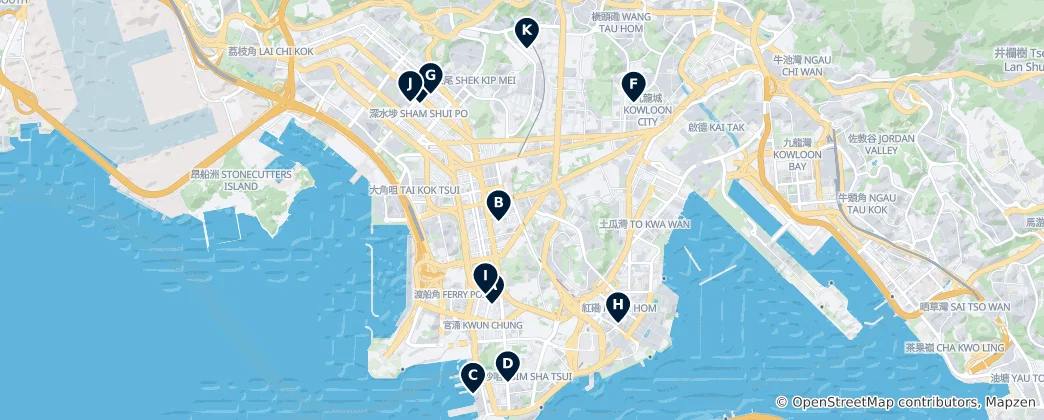 Map of Hong Kong Shopping & Markets