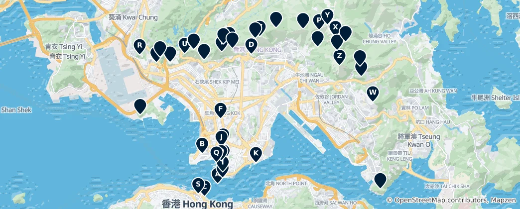 Mapa Hong Kong Viewpoints and Peaks