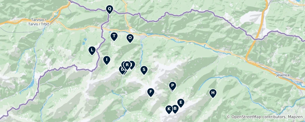 Mapa de Alpine Huts & Shelters