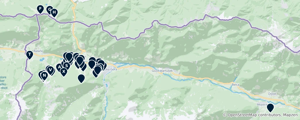 Map of Ski Resorts and Lifts