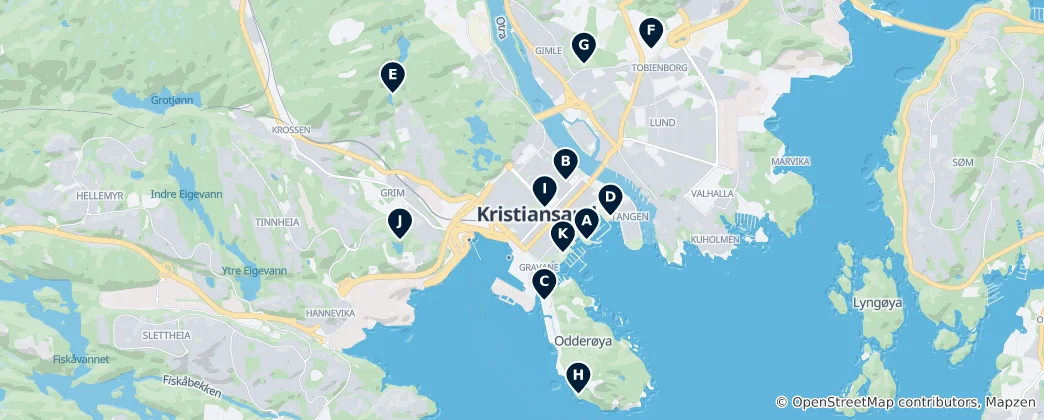 Karte von Kristiansand Essentials